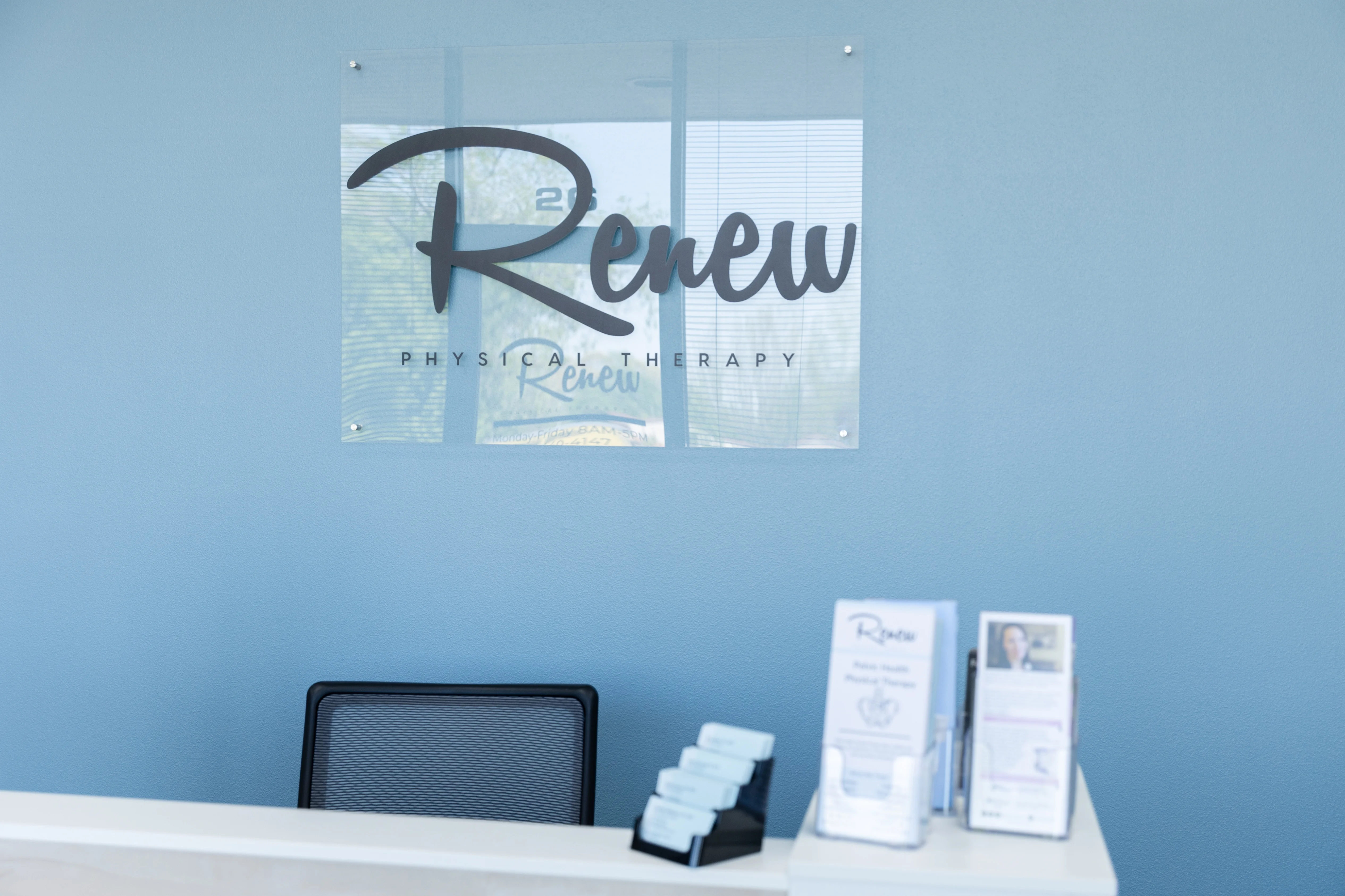 Welcoming reception area at Renew Physical Therapy